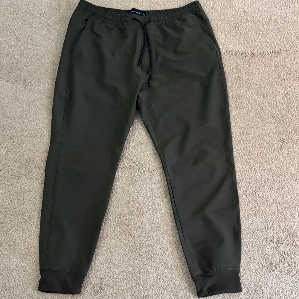 Abercrombie & Fitch Men's Dark Olive Drawstring Joggers